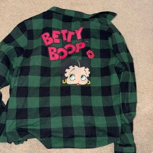 Betty Boop Black and Green Checkered Shirt